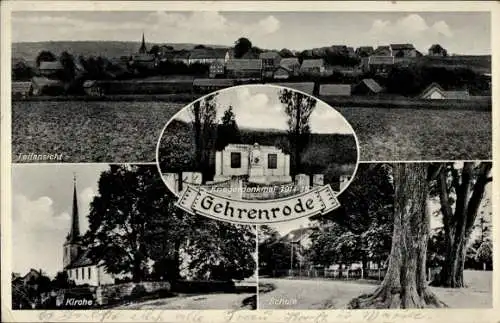 Ak Gehrenrode Bad Gandersheim in Niedersachsen, Kirche, Kriegerdenkmal 1914-1918, Schule