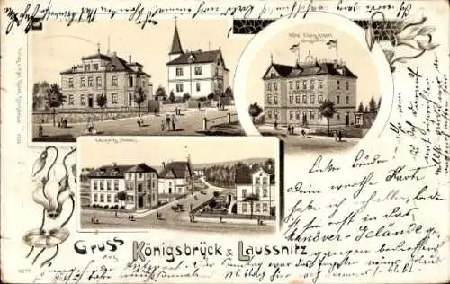 Litho Königsbrück in der Oberlausitz, Laußnitz, Hotel König Albert, Panorama