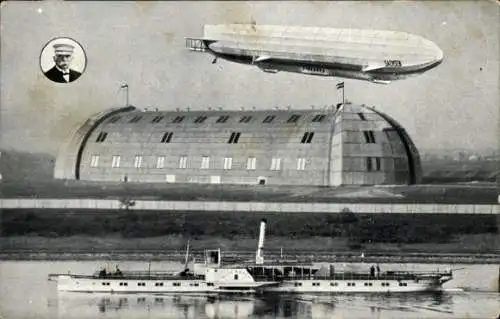 Ak Dresden Kaditz, Städtischer Land- und Wasser-Flugplatz, Zeppelin-Luftschiff Sachsen