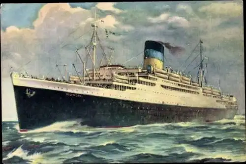 Künstler Ak Dampfschiff T.s.s. New York auf dem Meer, Greek Line