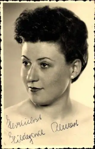 Ak Schauspielerin Hildegard Almarel, Portrait, Autogramm