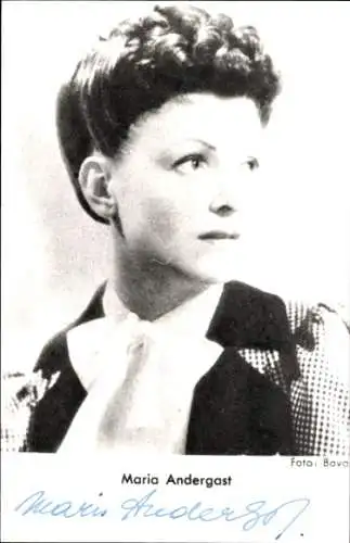 Ak Schauspielerin Maria Andergast, Seitenportrait, Autogramm