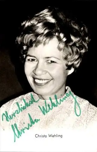 Ak Schauspielerin Christa Wehling, Portrait, Autogramm