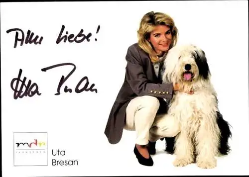 Ak Moderatorin Uta Bresan, Portrait, Autogramm, Hund, MDR