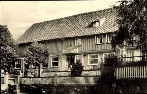 Ak Trautenstein im Oberharz am Brocken, Eingang des Hotels Bergehöh, Garagen