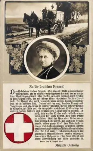 Ak Kaiserin Auguste Viktoria, An die deutschen Frauen, Vaterländischer Frauenverein, I. WK