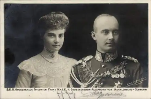 Ak Großherzogin Alexandra von Mecklenburg-Schwerin, Großherzog Friedrich Franz IV