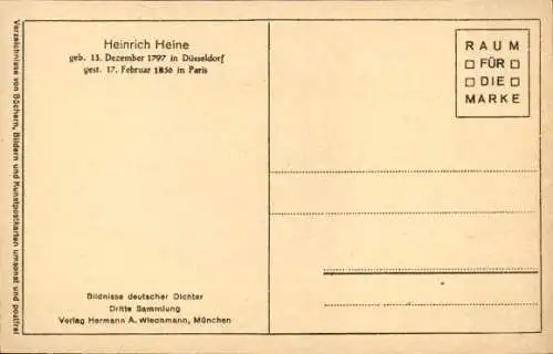 Künstler Ak Grimm, L. E., Dichter Heinrich Heine, Portrait