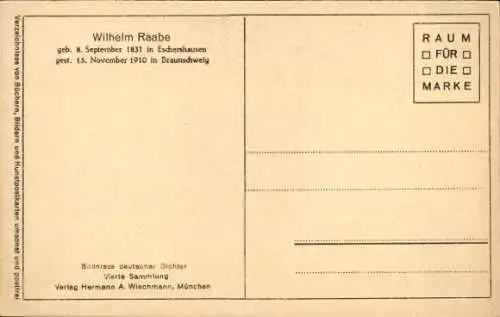 Künstler Ak Fechner, H., Wilhelm Raabe, Deutscher Schriftsteller, Erzähler