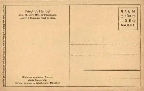 Künstler Ak Friedrich Hebbel, Deutscher Dramatiker und Lyriker