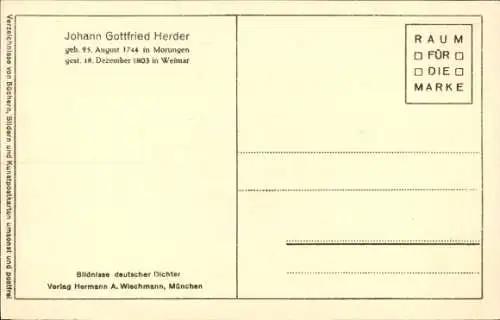 Künstler Ak Tischbein, F., Dichter Johann Gottfried Herder, Portrait