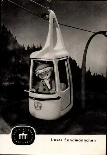 Ak Unser Sandmännchen, Sandmann, DDR Kinderfernsehen, Seilbahn, S 18/63