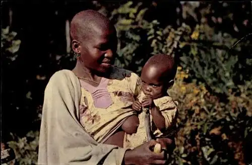 Ak Transvaal Südafrika, Frau vom Volk der Venda mit Kind, Säugling