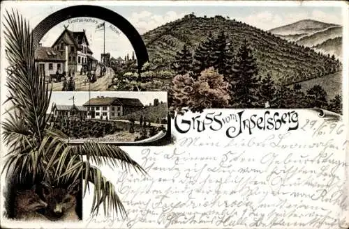 Litho Brotterode Trusetal, Inselsberg, Gothaisches Hotel, Preußischer Gasthof