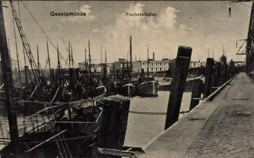 Ak Geestemünde Bremerhaven, Fischereihafen