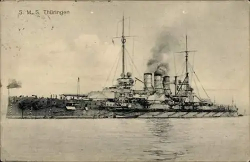 Ak Deutsches Kriegsschiff, SMS Thüringen, Kaiserliche Marine