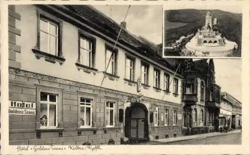 Ak Kelbra am Kyffhäuser Sachsen Anhalt, Hotel Goldene Sonne, Denkmal