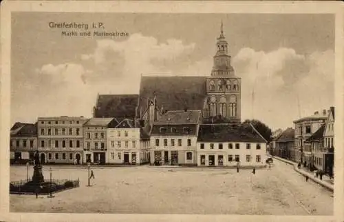 Ak Gryfice Greifenberg Pommern, Markt, Marienkirche