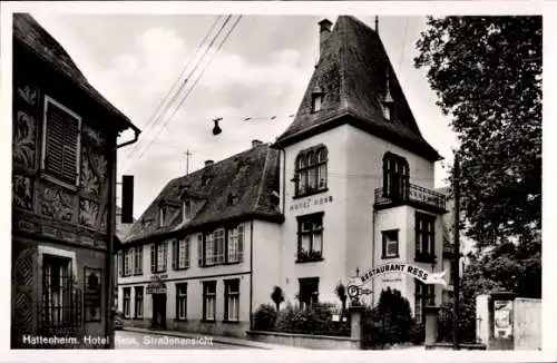 Ak Hattenheim Eltville am Rhein, Hotel-Restaurant Balthasar Ress, Straßenansicht, Garteneingang