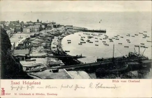 Ak Helgoland, Blick vom Oberland, Hafen