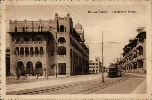 Ak Heliopolis Cairo Kairo Ägypten, Boulevard Ismail, Straßenbahn