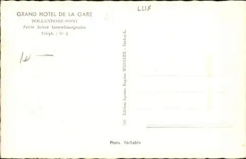 Ak Bollendorferbrück Berdorf Luxemburg, Grand Hotel de la Gare