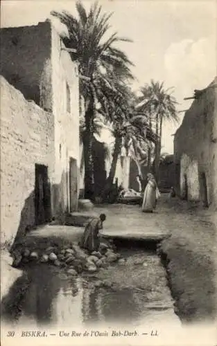 Ak Biskra Algerien, Eine Straße der Bab-Darb-Oase