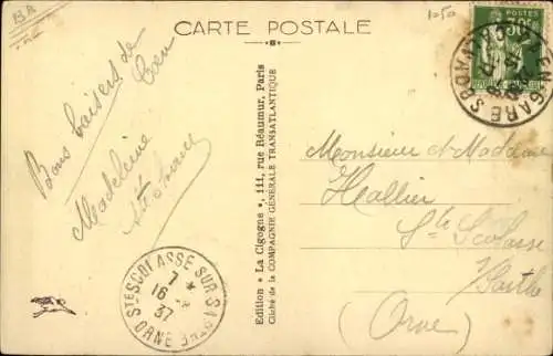 Ak Passagierschiff Normandie, CGT, Fliegeraufnahme