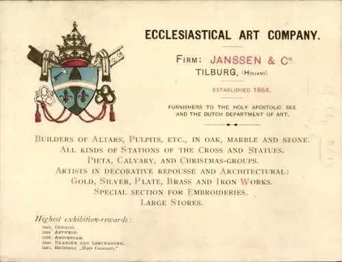 Wappen Ak Reklame, Ecclesiastical Art Company, Janssen & Cie, Tilburg