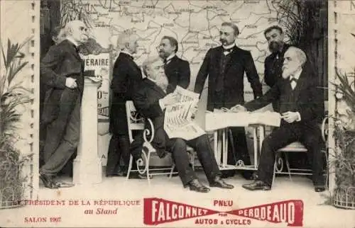 Ak Le President de la Republique, Reklame, Pneu Falconnet Perodeaud, Armand Fallieres