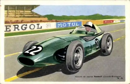 Künstler Ak Voiture de Course Vanwall, Grand Bretagne