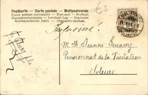 Präge Ak Glückwunsch Neujahr, Kalender, Zwerg mit Hufeisen