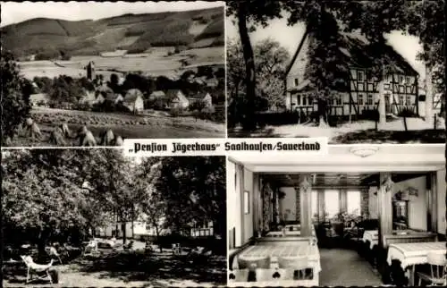 Ak Saalhausen Lennestadt im Sauerland, Pension Jägerhaus, Fachwerkhaus, Gastraum