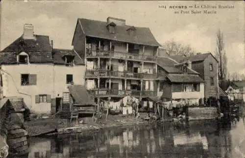 Ak Rennes Ille et Vilaine, Chateau Branlant au Pont Saint Martin