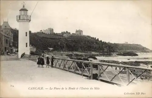 Ak Cancale Ille et Vilaine, Phare de la Houle, l'Entrie du Mole