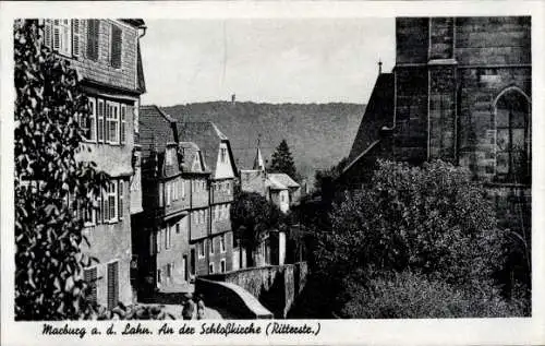 Ak Marburg an der Lahn, an der Schlosskirche, Ritterste