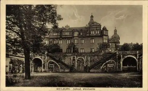 Ak Weilburg an der Lahn Hessen, Schloss, Westseite