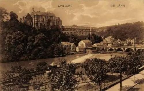 Ak Weilburg an der Lahn Hessen, Uferansicht