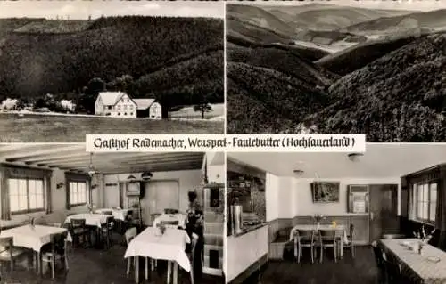 Ak Weuspert Faulebutter Finnentrop, Gasthof und Pension, Speiseraum, Jos Rademacher, Landschaft