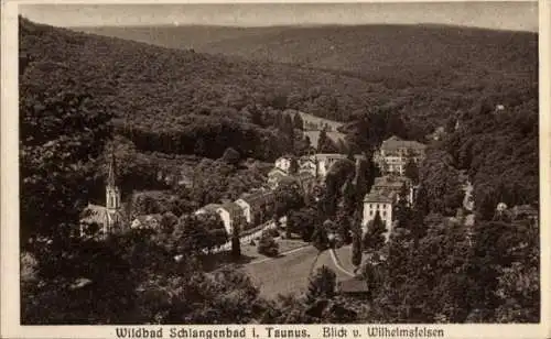 Ak Schlangenbad im Taunus Hessen, Blick vom Wilhelmsfelsen