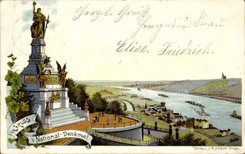 Litho Rüdesheim am Rhein, Niederwald National Denkmal