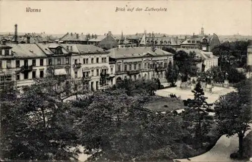 Ak Worms am Rhein, Blick auf den Lutherplatz