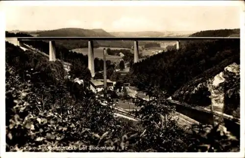 Ak Siebenlehn Großschirma in Sachsen, Autobahnbrücke Muldental, Panorama