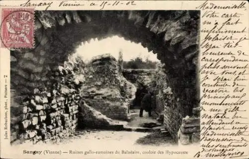 Ak Sanxay Vienne, gallo-römische Ruinen von Balneaire, Hypocaust-Korridor