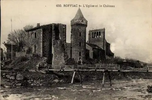 Ak Roffiac Cantal, Kirche, Schloss