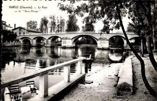 Ak Mansle Charente, Pont, vu de Beau Rivage