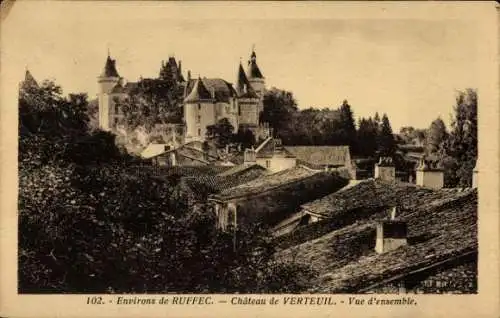 Ak Verteuil sur Charente, Schloss, vue d'ensemble