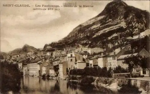 Ak Saint Claude Jura, les Faubourgs, Bords de la Bienne