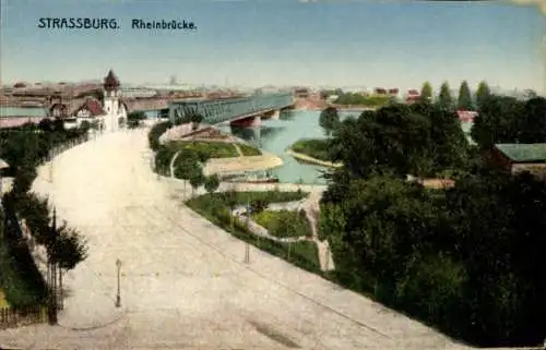 Ak Strassburg Bas Rhin, Ortsansicht mit Rheinbrücke