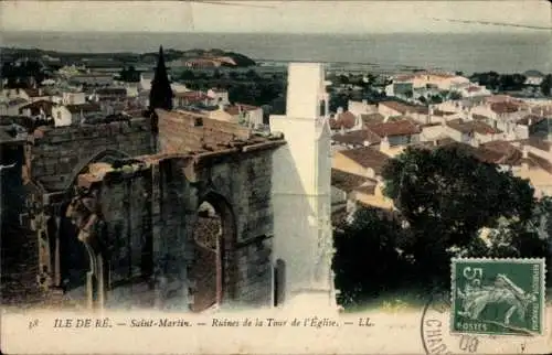 Ak Saint Martin de Ré Ile de Ré Charente-Maritime, Ruines de la Tour de l'Eglise